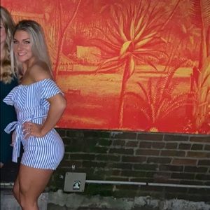 Windsor Striped Romper With Tie